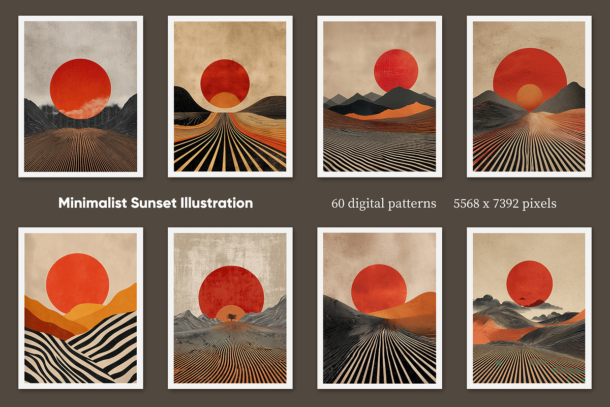Minimalist Sunset Illustration, a Decorative Illustration by Housui Patterns (Photo 6 of 9)