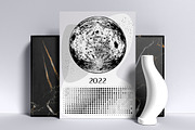 Moon Calendar 2022 Black&White, a Stationery Template by land art (Thumbnail 7 of 7)