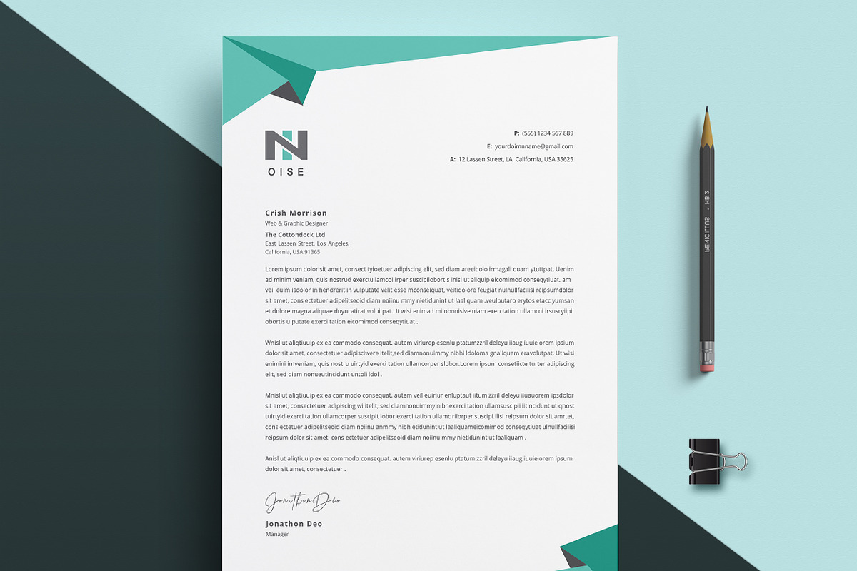Creative Letterhead Word, a Stationery Template by ResumeDevisers (Photo 5 of 9)