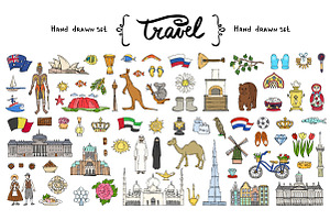 Vector set on the theme of travel