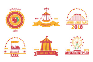 Amusement Park Emblems Set