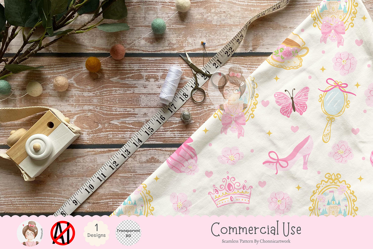 Princess Fairytale Seamless Pattern, a Pattern Graphic by Chonnieartwork (Photo 4 of 5)