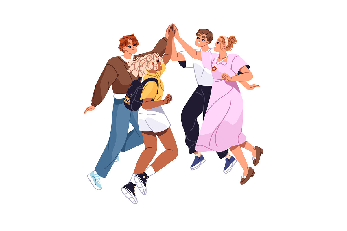 Happy people give high five set, a Person Illustration by PaperTrident (Photo 3 of 9)