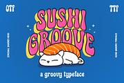 Sushi Groove Font - Groovy Font, a Handwritten Font by ariodsgn (Thumbnail 1 of 8)