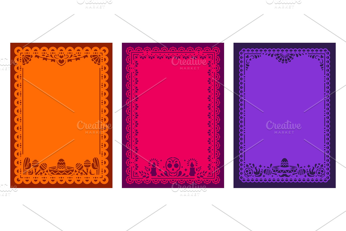 Mexican border frames, papel picado, a Seasonal Illustration by Vector Tradition (Photo 3 of 3)