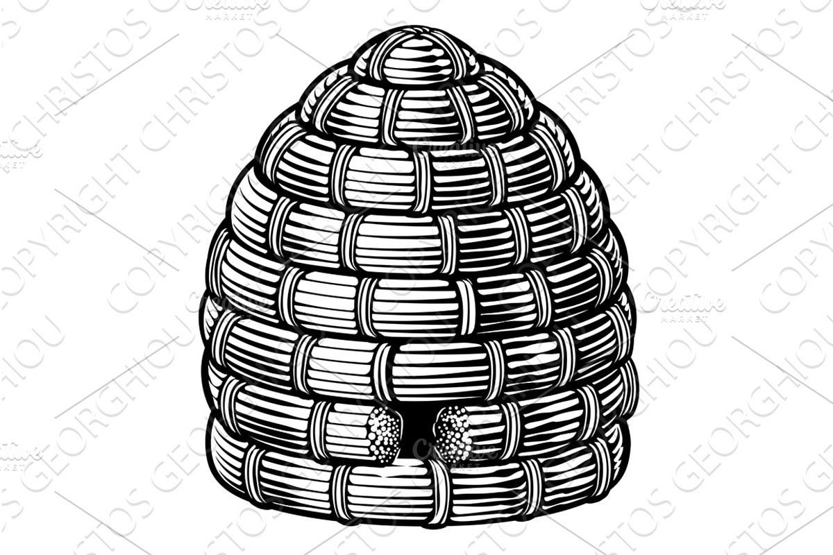 Bumble Honey Bee Skep Beehive, a Food Illustration by Christos Georghiou