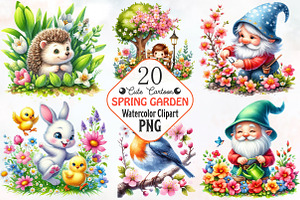 Cute Cartoon Spring Garden Clipart, an Illustration by RobertsArt
