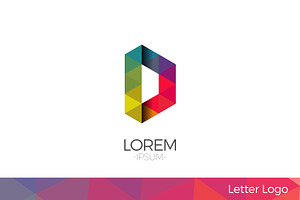 Letter D Vector Origami Logo icon.