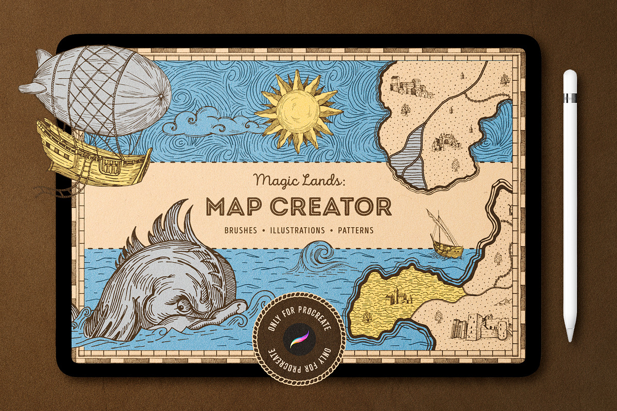 Download Vintage Map: Procreate Brushes