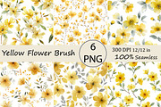 Yellow Flower Brush Pattern, an Illustration by Daily.Designs (Thumbnail 1 of 6)