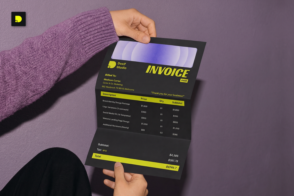 Bold Invoice Template Invoice Design, a Flyer Template by Dexify Studio (Photo 2 of 4)