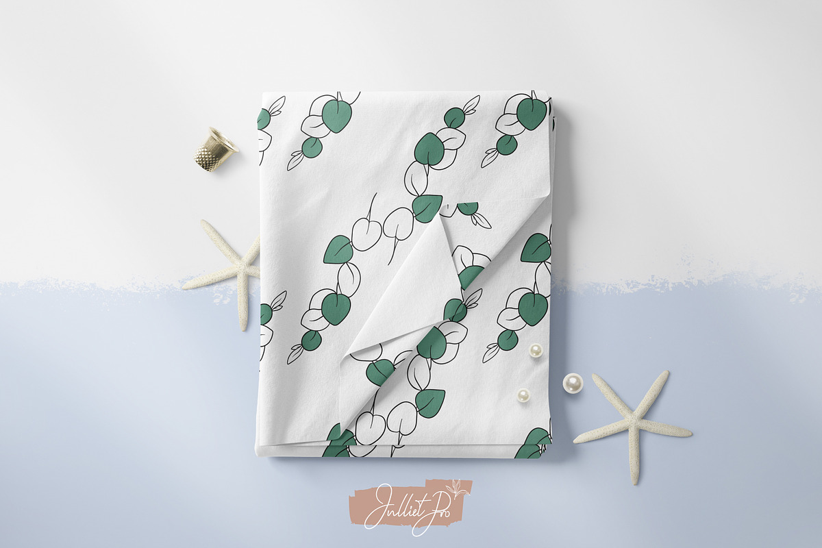 Doodle Eucalyptus botanical line art, a Pattern Graphic by JuDesign (Photo 6 of 7)
