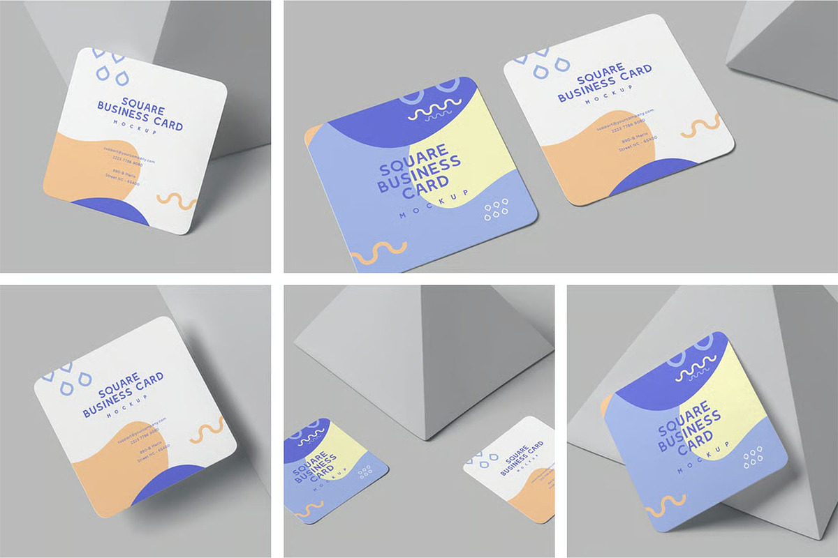 Square Business Card Mockups, an Advertising Mockup by megostudi0 (Photo 1 of 7)