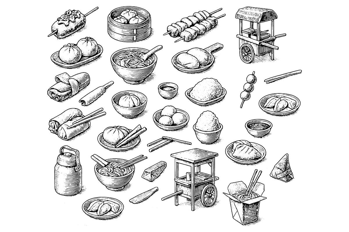 Asian Street Food Illustration, an Object Graphic by RT Studio
