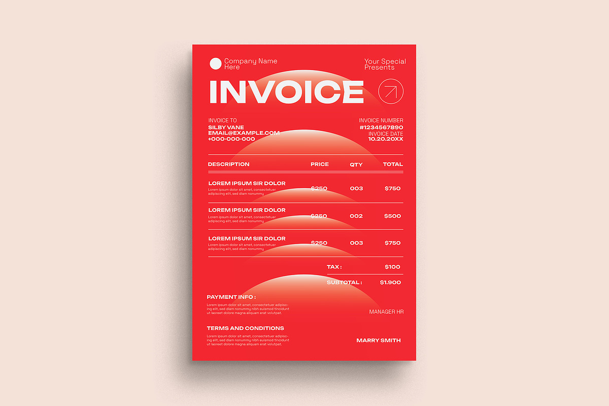 Red White Utilitarian Invoice, a Templates & Theme by graphicook (Photo 1 of 3)