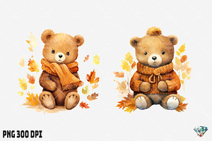 Autumn Bear Watercolor