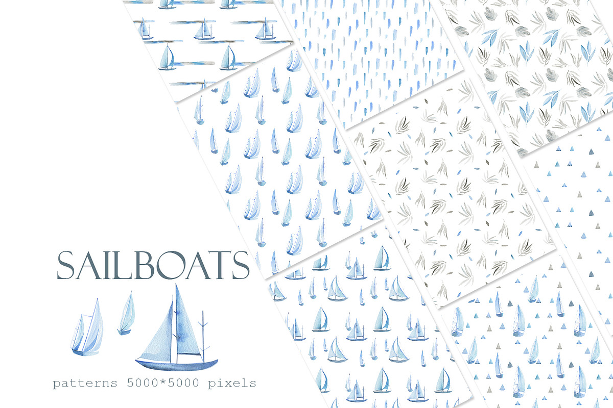 Sailboats seamless pattern, a Pattern Graphic by Love Watercolor Store (Photo 1 of 6)