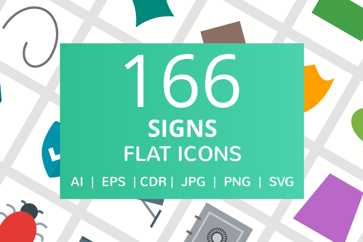 166 Signs Flat Icons, an Outline Icon by IconBunny (Photo 1 of 6)