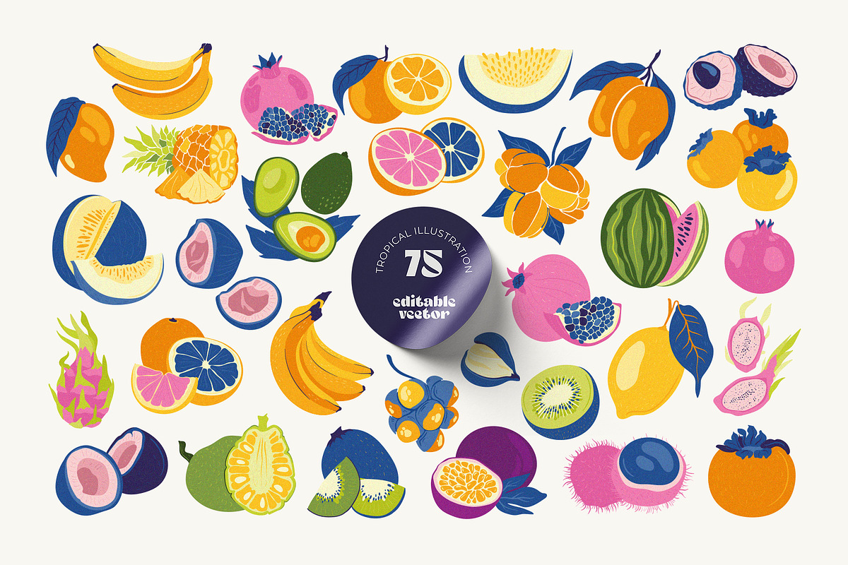 Tropical Fruits Illustration, a Food Illustration by KetteCreate (Photo 6 of 14)