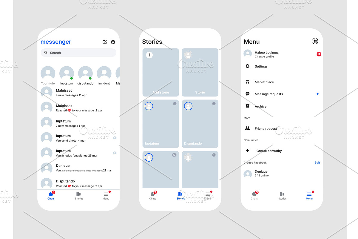 Modern messenger app interface ui, a Technology Illustration by Lemberg Vector