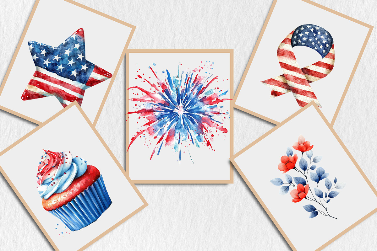Watercolor 4th Of July Clipart, a Seasonal Illustration by Rose Art (Photo 4 of 5)