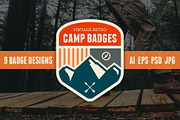 Retro Camp Badges, an Object Graphic by Ember Studio (Thumbnail 1 of 2)