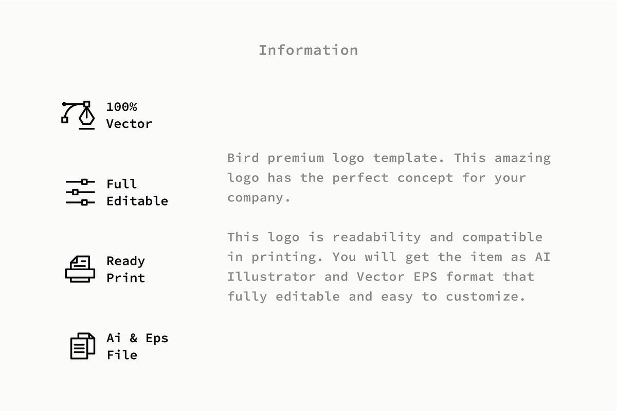 Bird- Premium Logo Template, a Branding & Logo Template by Minimalist Logos (Photo 2 of 7)