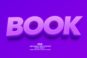 Book PSD 3D Editable Text Effect