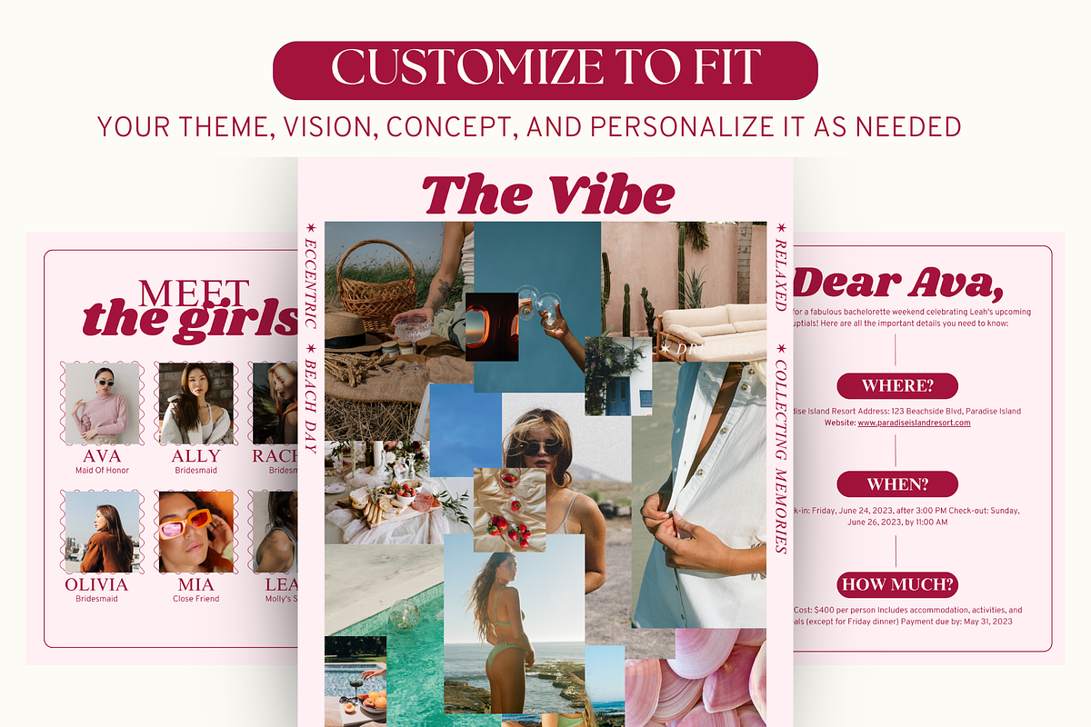 Bachelorette Planner Canva Template, an Invitation Template by Story Native (Photo 4 of 8)