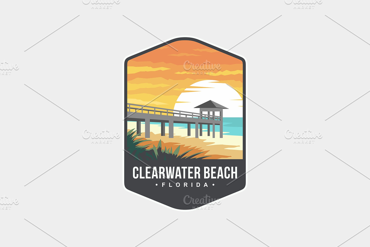 Clearwater Beach Florida patch logo, a Branding & Logo Template by swarnstudio