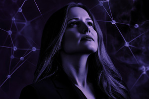 Female neuroscientist with AI techno, a Photo by Dvoevnore photos