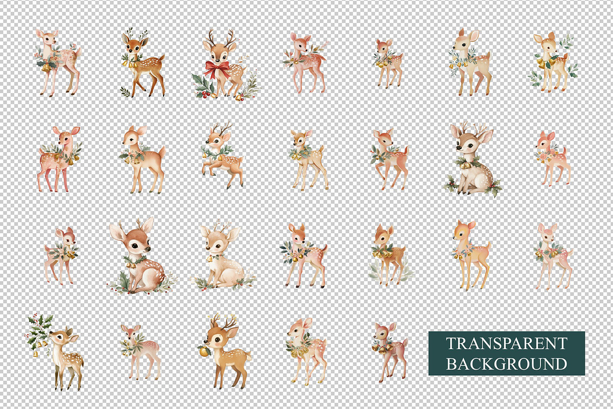 Woodland Deer Clipart, a Seasonal Illustration by Housui Patterns (Photo 7 of 13)