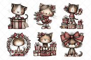 Whimsical Christmas Cat Clipart, an Illustration by SinaCreation (Thumbnail 3 of 8)