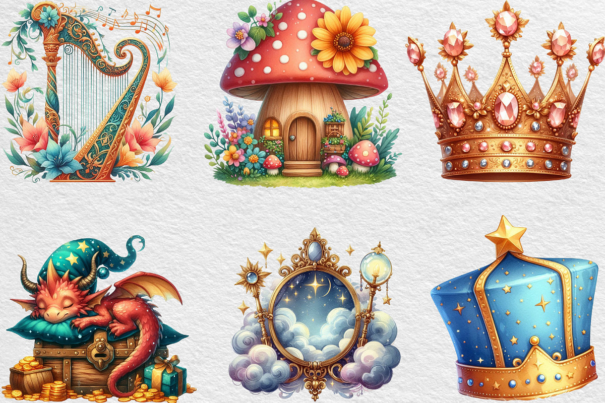 Watercolor Little Fairy Tale Clipart, an Illustration by Black Bird Studio (Photo 2 of 6)