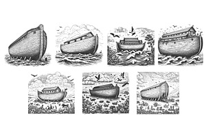 Noah Ark in Biblical Scenes set, an Illustration by AlexArt