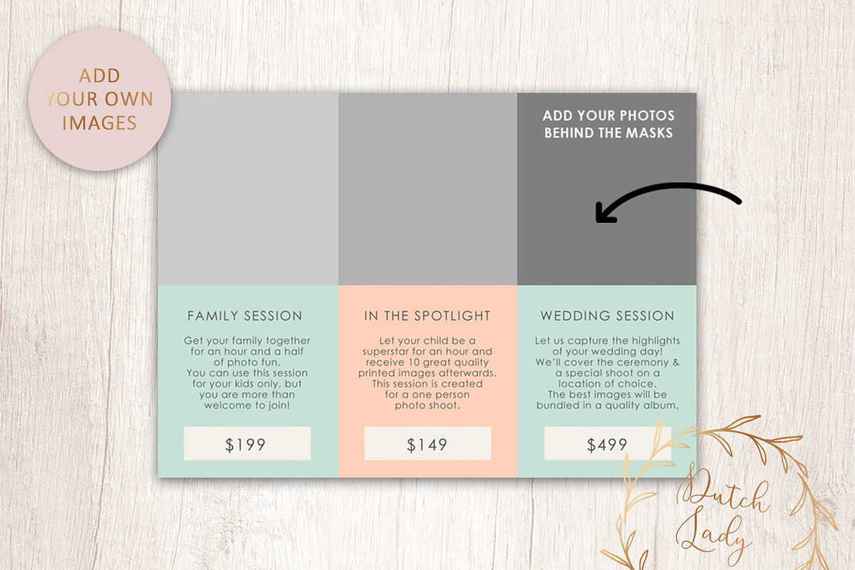 PSD Photo Price Card Template #1, a Card Template by The Dutch Lady Designs