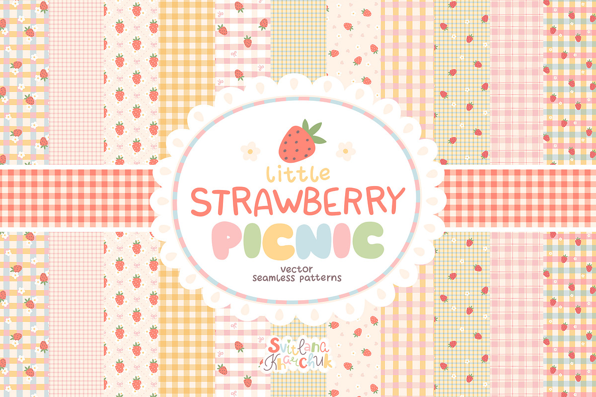 Little Strawberry Picnic Patterns, a Graphic by Svitlana Kharchuk (Photo 1 of 13)