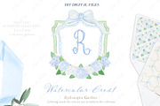 Hydrangea Family Watercolor Crest, a Graphic by LABFcreations (Thumbnail 1 of 4)