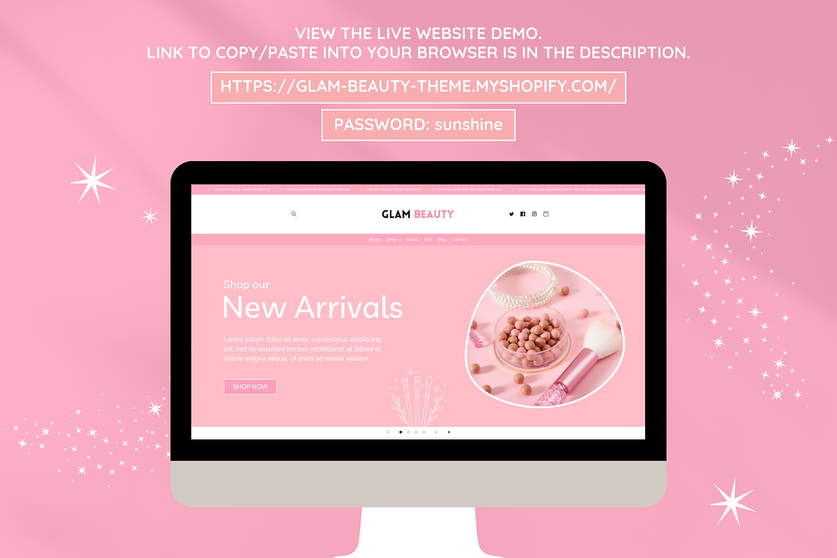 Pink Beauty Shopify Theme, a Shopify Template by SunshineStudioBoutique (Photo 4 of 10)