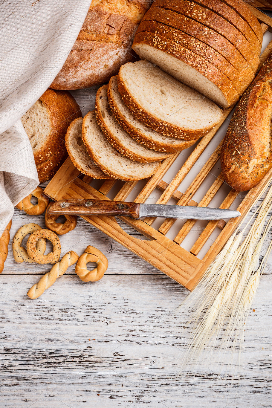 Sliced Bread Stock Photo Containing Background And Board