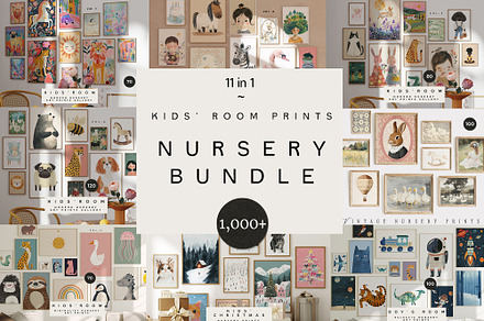 NURSERY PRINTS BUNDLE (1,000+), a Background Graphic by Lana Elanor