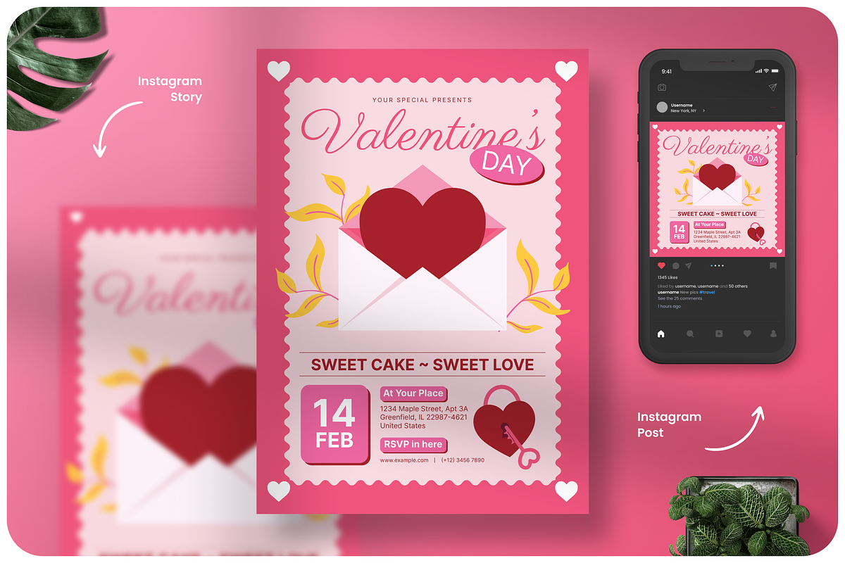 Pink Valentine Flyer, a Flyer Template by Annora Studio (Photo 1 of 6)