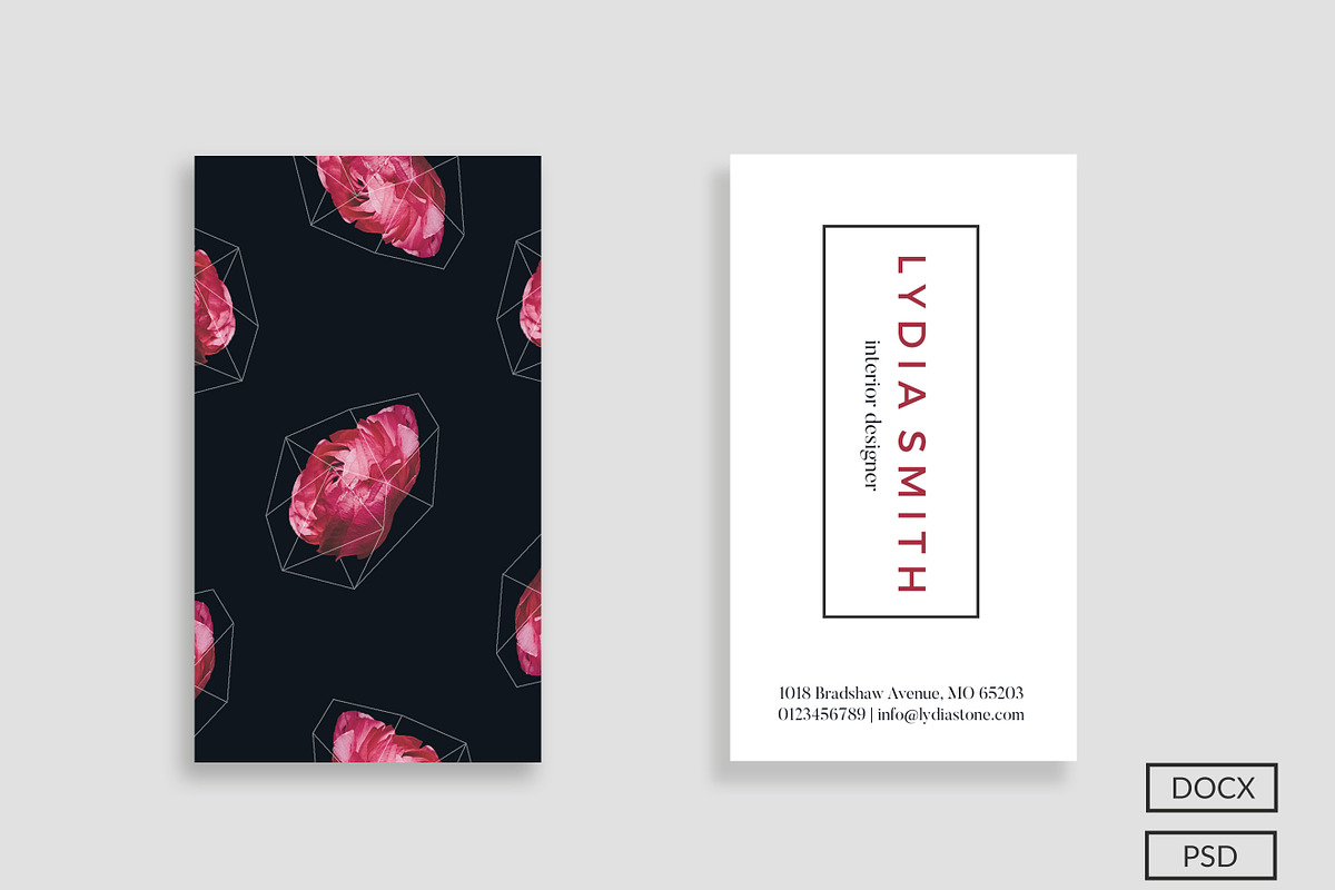 Ranunculus & Geometry Business Card, a Business Card Template by Glowing Pieces (Photo 4 of 4)