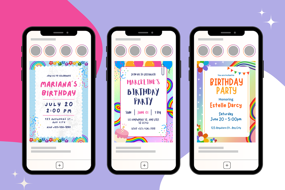 Rainbow Happy Birthday Invitations, a Templates & Theme by TemplateCastleStore (Photo 4 of 9)