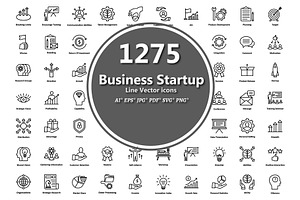 1275 Business Startup Line Icons