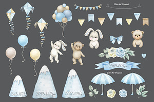 Teddy Bear, Hot Air Balloons Clipart