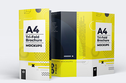 A4 Trifold Brochure Mockups, a Mockup by Vectogravic Design