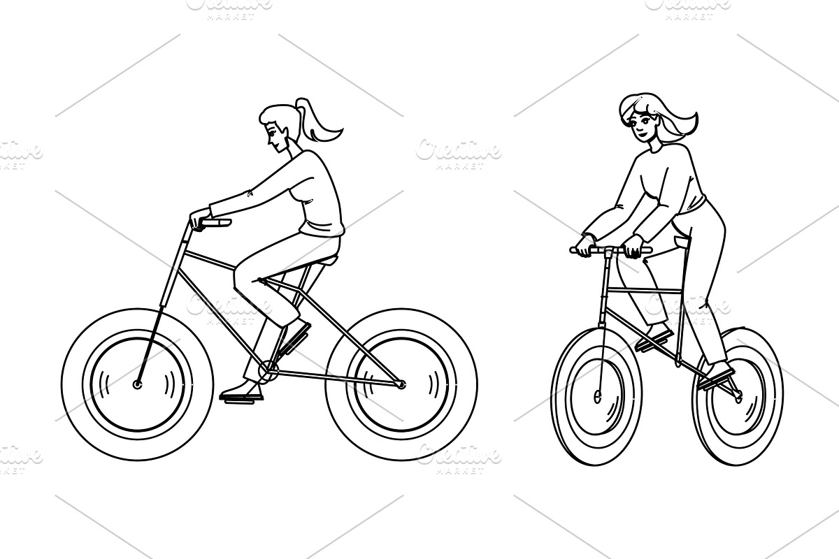 bike fat biking woman vector, a Sport Illustration by pikepicture