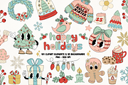 Groovy Retro Christmas Clipart Set, a Graphic by Murphy & Frank (Thumbnail 1 of 10)