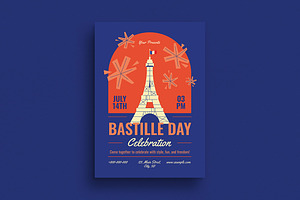 Blue Modern Bastille Day Flyer, a Flyer Template by VectorVactory